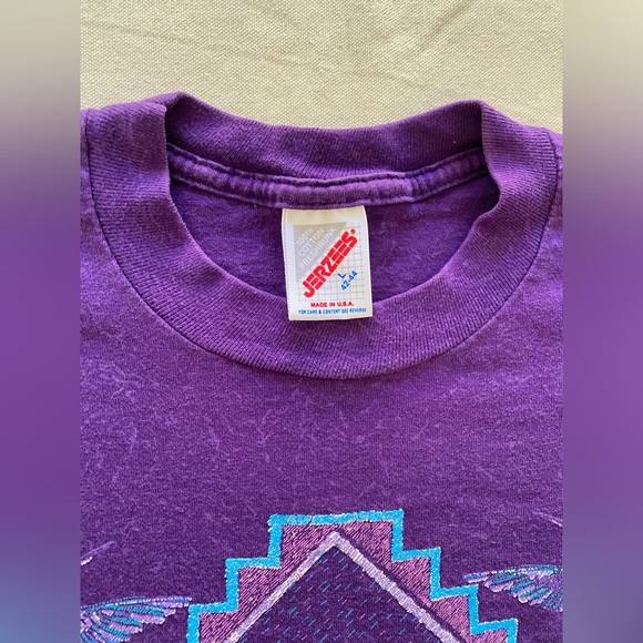 Vintage Jerzees Purple Sparkle Printed Graphic Tee Yosemite Large Casual USA - Picture 4 of 5